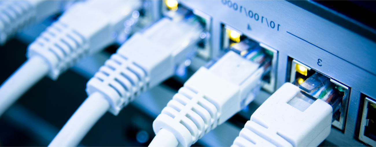 Set of internet cables connected to a router